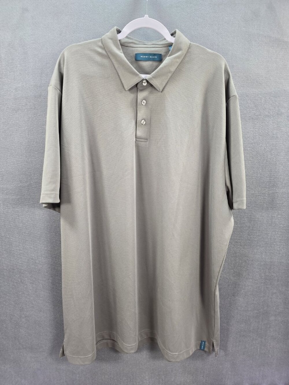Perry Ellis Men's 4XL Polo Shirt Gray Short Sleeve Performance Polyester